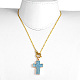Golden Tone Cross Brass Agate Pendant Necklaces NJEW-JN01223-6