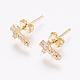 Brass Micro Pave Cubic Zirconia Stud Earrings EJEW-F125-05G-1
