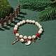 Bracelet extensible en perles de verre et jade mashan naturel BJEW-TA00143-2