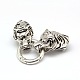 Tibetan Style Alloy Animal Tiger Head Spring Gate Rings PALLOY-A063-03AS-1