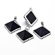 Rhombus Platinum Plated Brass Natural & Synthetic Mixed Stone Pendants G-F228-13-RS-2