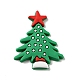 クリスマス pvc プラスチック カボション  クリスマスツリー  ミディアムシーグリーン  34x28x3.5mm KY-G018-A02-1