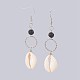 Cowrie Shell Dangle Earrings EJEW-JE02941-01-1
