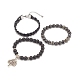 Bracelets extensibles en perles de larvikite et de lave naturelles BJEW-JB07887-4