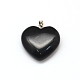 Heart Natural Black Stone Pendants G-Q355-05-3