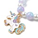 Bracelet extensible en perles de verre avec breloque licorne en alliage émaillé pour enfants BJEW-JB09555-4