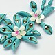 Flower Synthetic Turquoise Bib Statement Necklaces NJEW-P102-62-2