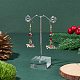 ワードノエル合金チャームとガラスの長いぶら下がりイヤリング  女性のための304つのステンレス鋼ワイヤーラップクリスマスイヤリング  カラフル  53.5mm  ピン：0.7mm EJEW-TA00076-2