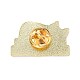 偉大なキャッツビーワードエナメルピン  バックパックの服のための猫の睡眠合金エナメルブローチ  ゴールドカラー  ピンク  19x31x10.5mm  ピン：1mm。 JEWB-O005-M02-2