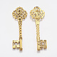 Tibetan Style Alloy Key Pendant Rhinestone Settings X-TIBEP-1291-AG-LF-2