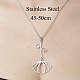 201 Stainless Steel Hollow Leaf Pendant Necklace NJEW-OY001-54-3
