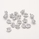 Aluminum 3D Rose Flower, Tiny Metal Beads, Silver, 6x4.5mm, Hole: 1mm, about 920~950pcs/bag