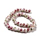 Chapelets de perles en céramique imprimées de fleurs manuelles PORC-J006-C04-2