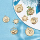Beebeecraft 1 Box 12Pcs 4 Style Flat Round Charms 18K Gold Plated Stainless Steel Pendants Mountain Sun Moon Mushroom Charm Pendant Beads for Jewelry Making Necklace Bracelet STAS-BBC0001-61-4