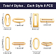 Dicosmétique 32 pièces 4 styles placage sous vide 201 anneaux de liaison en acier inoxydable STAS-DC0008-75-2