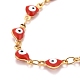 Enamel Heart with Evil Eye Link Chains Bracelet BJEW-P271-07G-3