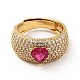 Регулируемое кольцо вишневого цвета с кубическим цирконием в форме сердца RJEW-I087-07-3