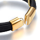 レザーコードブレスレット  304のステンレス鋼マグネットクラスプ付き  ブラック  ゴールドカラー  8-1/2インチ〜8-5/8インチ（21.5~22cm） BJEW-E352-08G-4
