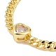 Cubic Zirconia Heart Link Bracelet with Curb Chains KK-E033-20G-3