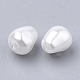 環境に優しいプラスチック模造真珠ビーズ  高い光沢  グレードA  ティアドロップ  ホワイト  7x6x6mm  穴：1.4mm MACR-T013-09-2
