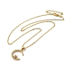 Halskette mit Halbmond-Anhänger aus goldenem Messing und Strass NJEW-Z015-01D-G-1