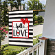 バレンタインデーのテーマのリネンガーデンフラッグ  両面ヤードフラグバナーサイン  記念日の結婚式の家の屋外装飾用  ストライプのハートの長方形  レッド  450x310x3mm AJEW-H146-03B-5