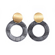 PU Leather Dangle Stud Earrings EJEW-JE03293-01-1