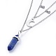 Natural Lapis Lazuli Bullet Pendant Tiered Necklaces NJEW-JN02414-03-3