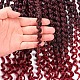 春のツイストオンブル色のかぎ針編みの三つ編みの髪  合成編組ヘアエクステンション  耐熱高温繊維  長い＆縮毛  ブルゴーニュ  14インチ（35.5cm）  24連売り/ pc OHAR-G005-10C-4