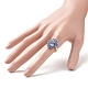 天然混合宝石チップフラワー調節可能なリング  女性のためのゴールデンブラスジュエリー  内径：18mm RJEW-JR00556-6
