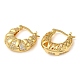 Croissant Brass Hoop Earrings with Clear Cubic Zirconia EJEW-Q791-04G-2