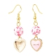 3 Pairs 3 Style Pink Alloy Enamel Charms & Resin Beads Dangle Earrings EJEW-JE05030-03-5