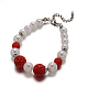 Round Resin Beaded and Acrylic Pearl Beaded Bracelets BJEW-D356-01-1