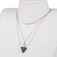 Natural Lava Rock Brass Two-Tiered Necklaces NJEW-JN02088-6