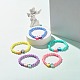 Candy Color Plastic Round Beaded Stretch Bracelet with Food Shape Polymer Clay for Kid BJEW-JB07582-2