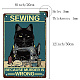 CREATCABIN Black Cat Metal Tin Sign Sewing Because Murder is Wrong Metal Poster Vintage Retro Art Mural Hanging Iron Painting Plaque Funny Animals for Home Kitchen Bathroom Wall Art Decor 8 x 12 Inch AJEW-WH0157-527-2
