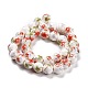 Chapelets de perles en céramique imprimées de fleurs manuelles PORC-M007-10mm-01-1