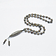 仏教ジュエリーナチュラルチベットスタイル dzi 瑪瑙数珠ネックレス  グレー  25.5インチ（65cm）〜31.1インチ（79cm） NJEW-I206-01D-1