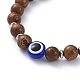 Bracelets extensibles en perles de bois unisexes BJEW-JB04956-3
