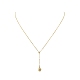 Brass Sun Pendant Lariat Necklace with Cable Chains for Women NJEW-JN04141-4