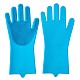 シリコン食器洗い手袋  手袋を拭く手洗い  クリーニングブラシ付  ドジャーブルー  340x160mm AJEW-TA0016-04B-2