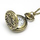 Lega rotonda e piatta con ciondolo fiore orologio da tasca collana di quarzo WACH-N011-43-3