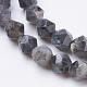 Brins de perles de larvikite noires naturelles G-J376-47A-6mm-3