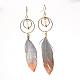 Fashion Plated Feather Dangle Earrings EJEW-R140-07A-2
