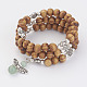 Three Loops Wrap Wood Beads Bracelets BJEW-JB02921-04-1