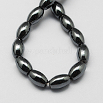 Chapelets de perles en hématite synthétique sans magnétiques, Grade a, ovale, noir, 6x4x4mm, Trou: 1mm, Environ 68 pcs/chapelet, 15.5 pouce