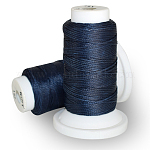 Cordon de polyester ciré plat, pour la couture de cuir, bleu de Prusse, 0.8mm, environ 54.68 yards (50 m)/rouleau