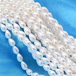 Teardrop Shell Pearl Bead Strands, White, 8x5mm, Hole: 0.8mm, about 55pcs/strand, 15.74 inch