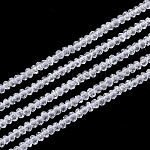 Chapelets de perles en verre, facette, rondelle, clair, 2~2.5x1~1.5mm, Trou: 0.5mm, Environ 165~170 pcs/chapelet, 11.81 pouce ~ 12.20 pouces (30~31 cm)