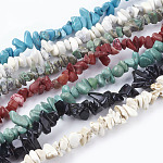 Assorted Gemstone Beads Strands, Chips, Mixed Color, 3~5x3~5mm, hole: 1mm